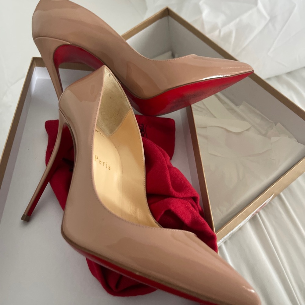 Christian Louboutin Beige Heels with Signature Red Soles